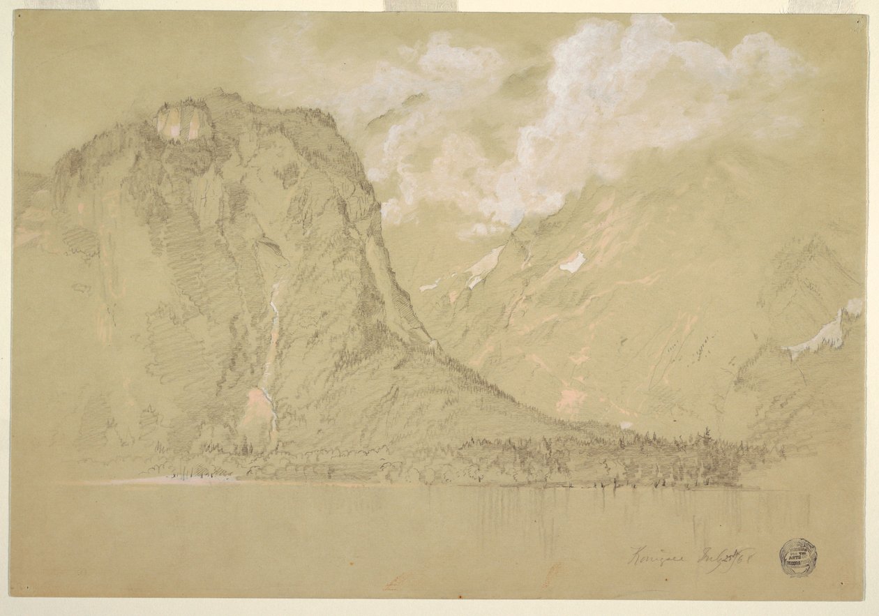 素描，柯尼斯湖和施莱因巴赫瀑布，1868 年 7 月 作者 弗雷德里克·埃德温·丘奇