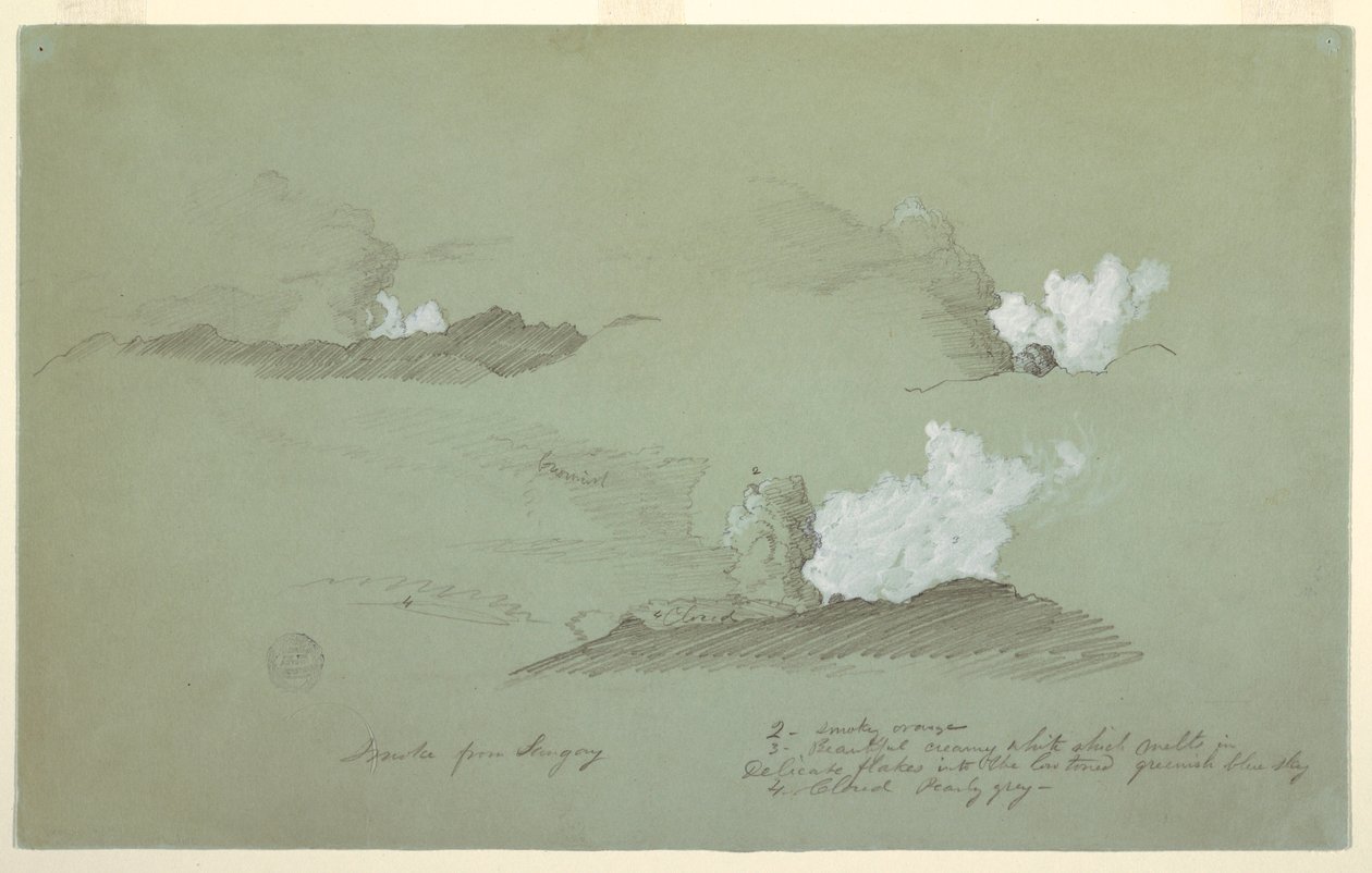 绘画，对桑盖火山的三项研究，1857 年 7 月 作者 弗雷德里克·埃德温·丘奇