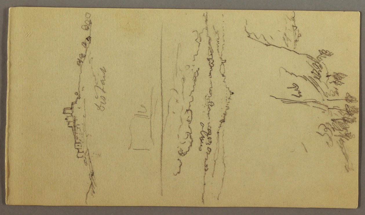 素描，山顶下的小镇，山顶小镇，可能创作于 1868-69 年 作者 弗雷德里克·埃德温·丘奇