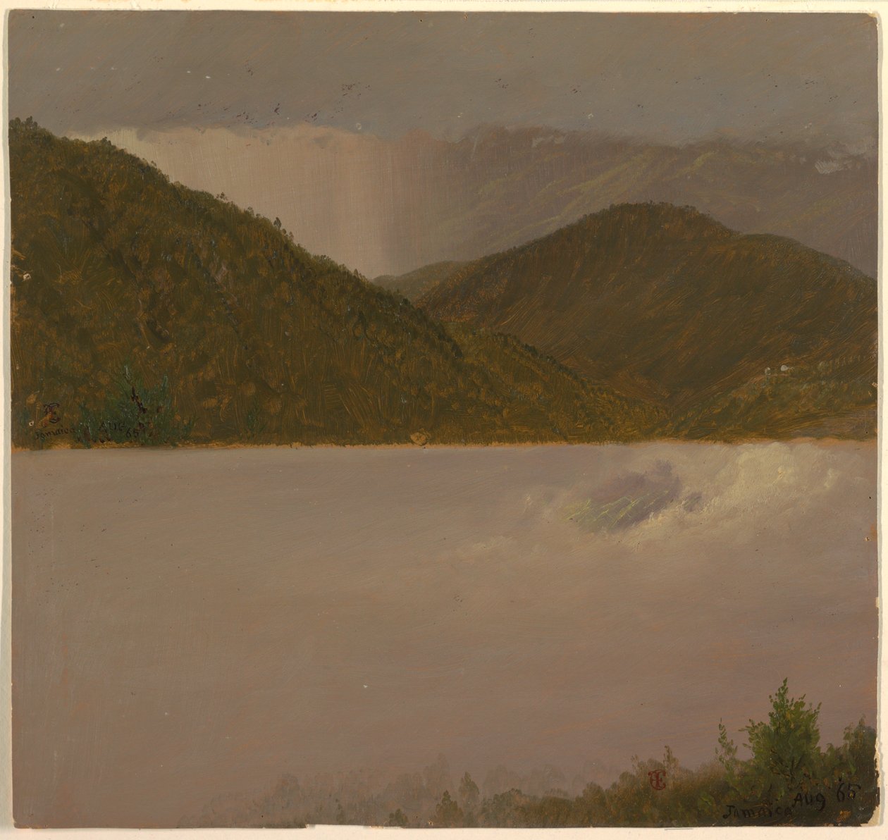 素描，两幅云和山顶研究，1865 年 8 月 作者 弗雷德里克·埃德温·丘奇