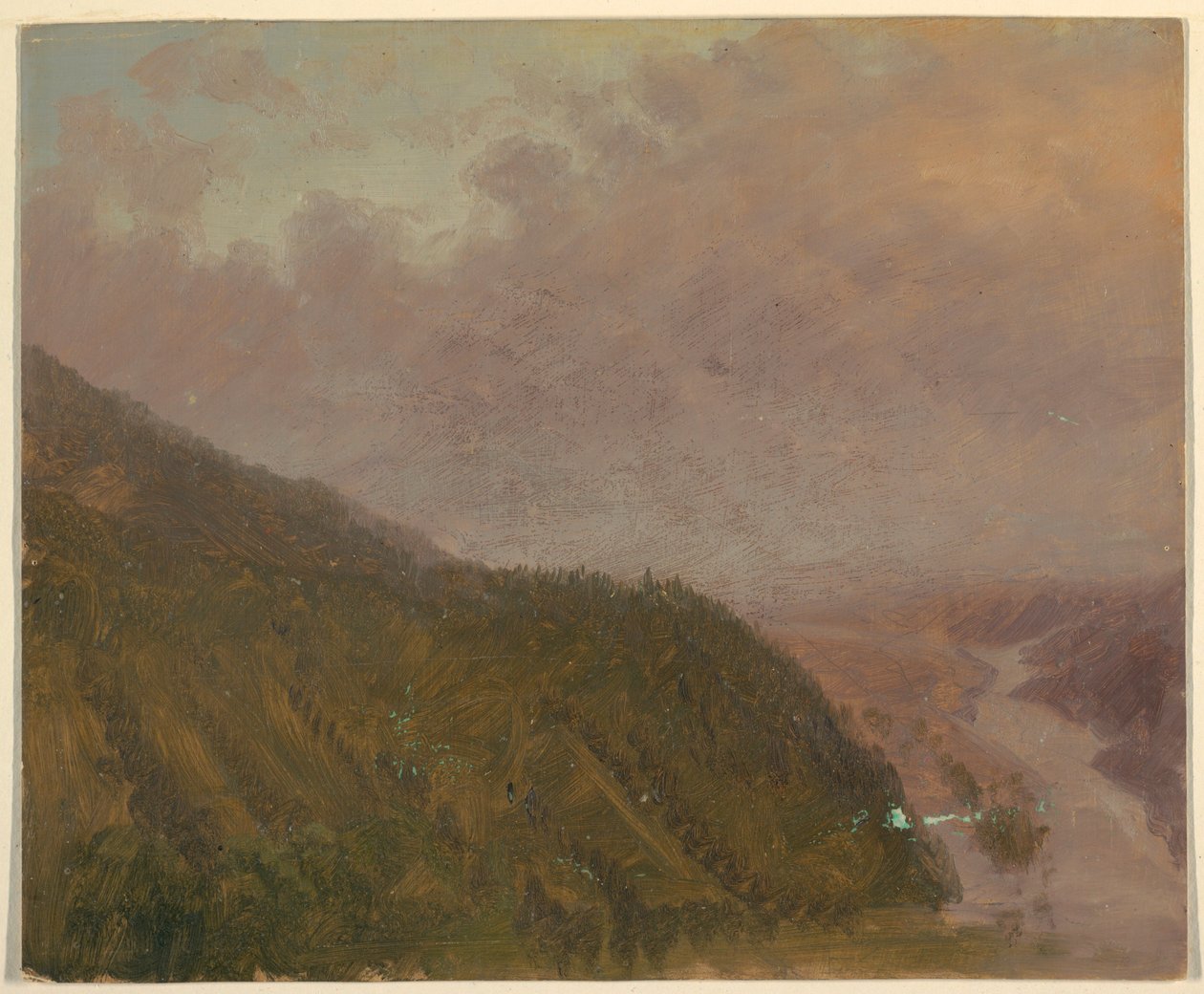 素描，高山之巅的山谷（欧洲），1860-70 年 作者 弗雷德里克·埃德温·丘奇