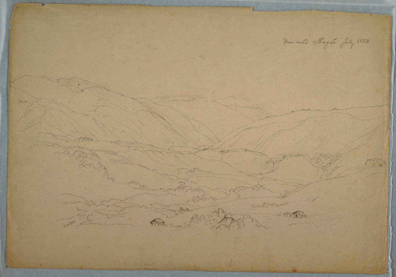 绘图，哥伦比亚伊巴盖附近的山谷，1853 年 7 月 作者 弗雷德里克·埃德温·丘奇