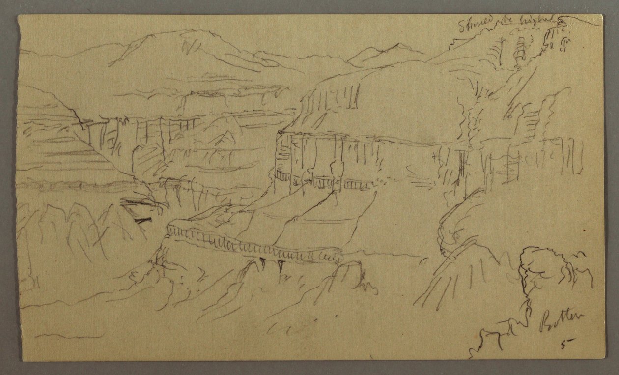绘图，也门山谷，1868 年 2 月 20 日 作者 弗雷德里克·埃德温·丘奇