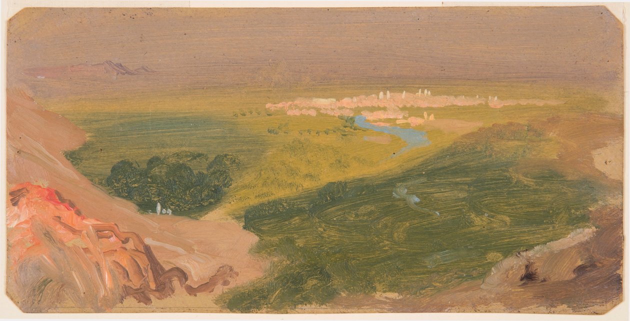 素描，叙利亚大马士革风景，1868 年 4 月 24 日至 5 月 16 日 作者 弗雷德里克·埃德温·丘奇