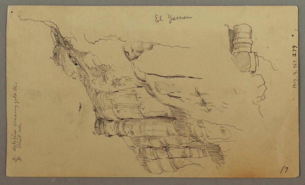 素描，瓦迪阿巴河景观，2 月 20 日，可能在 1868 年 作者 弗雷德里克·埃德温·丘奇
