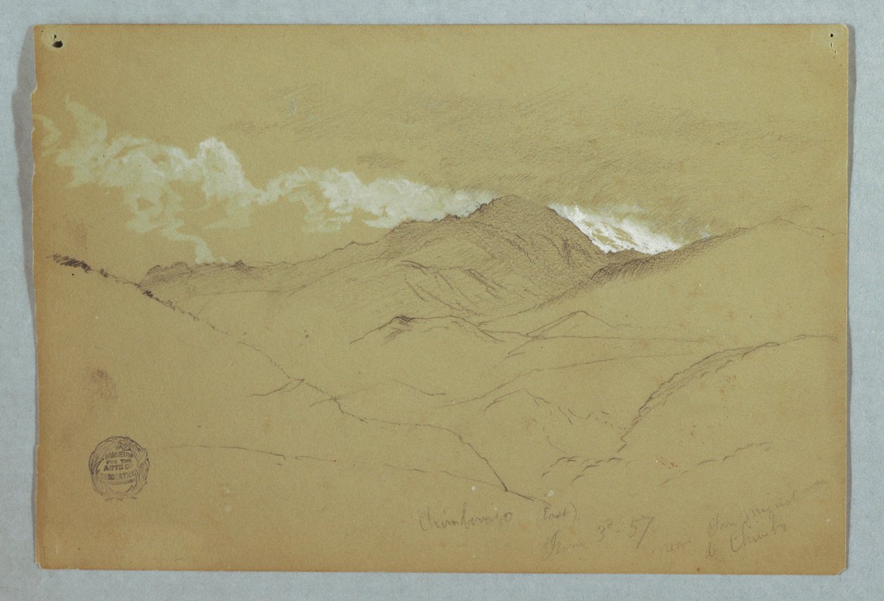 素描，厄瓜多尔钦博拉索山东侧景观，1857 年 6 月 3 日 作者 弗雷德里克·埃德温·丘奇