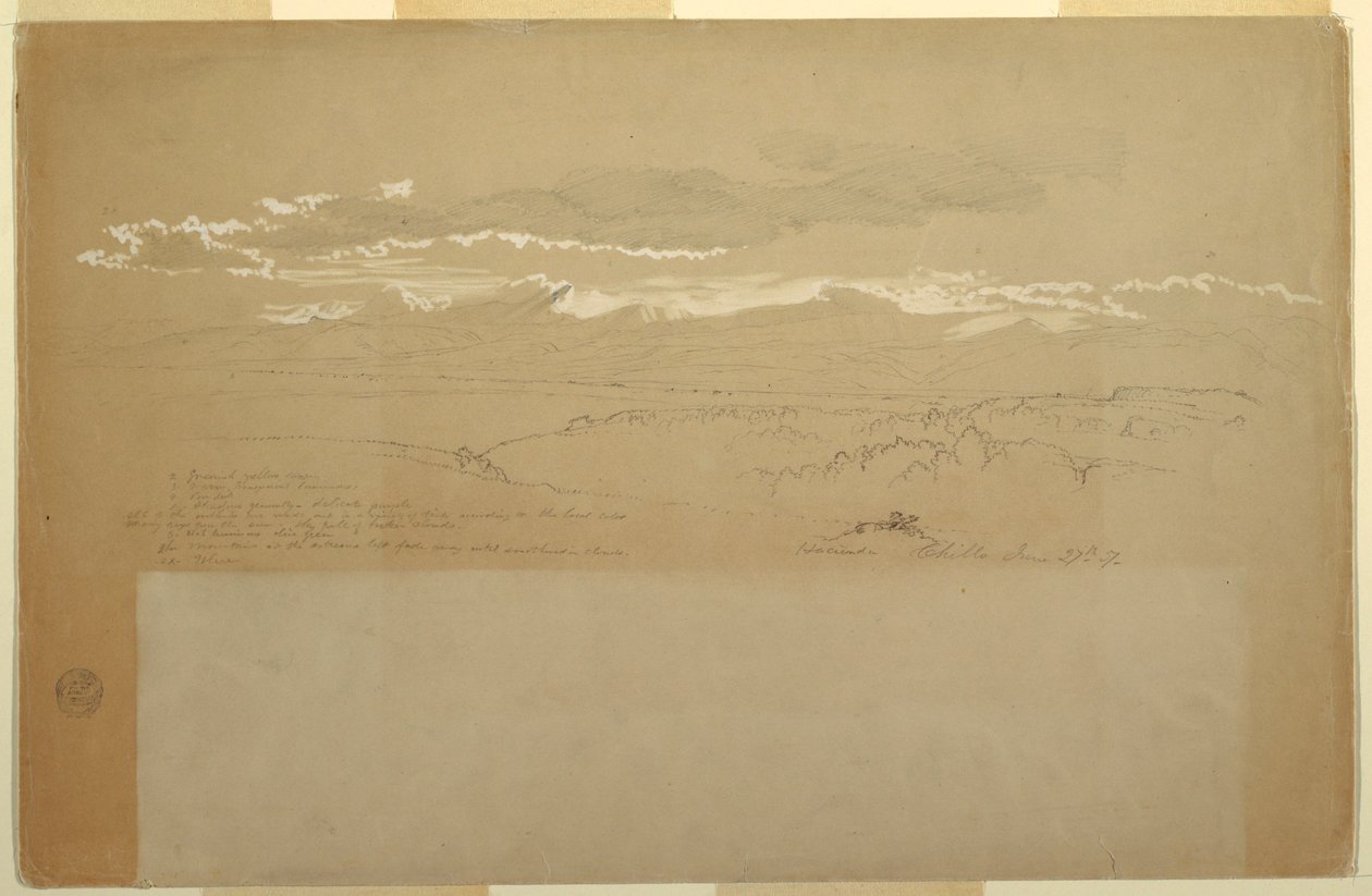 素描，厄瓜多尔山脉景观，1857 年 6 月 27 日 作者 弗雷德里克·埃德温·丘奇