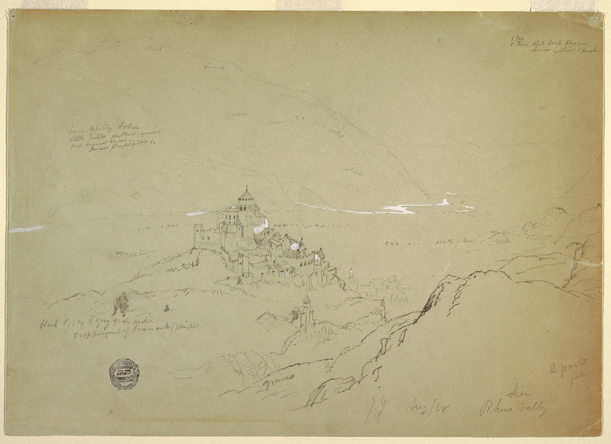素描，罗纳河谷锡恩风景，1868 年 8 月 作者 弗雷德里克·埃德温·丘奇