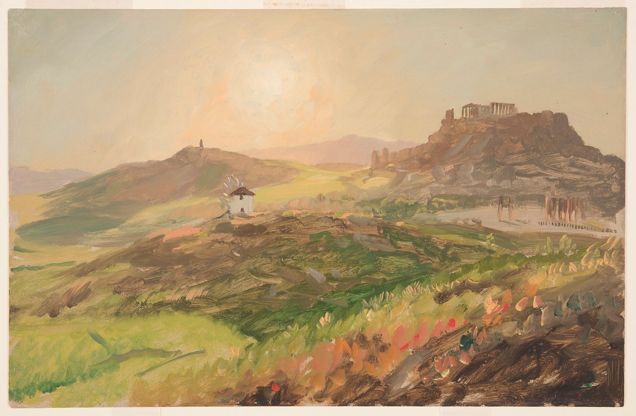 绘图，雅典卫城景观，1869 年 4 月 作者 弗雷德里克·埃德温·丘奇