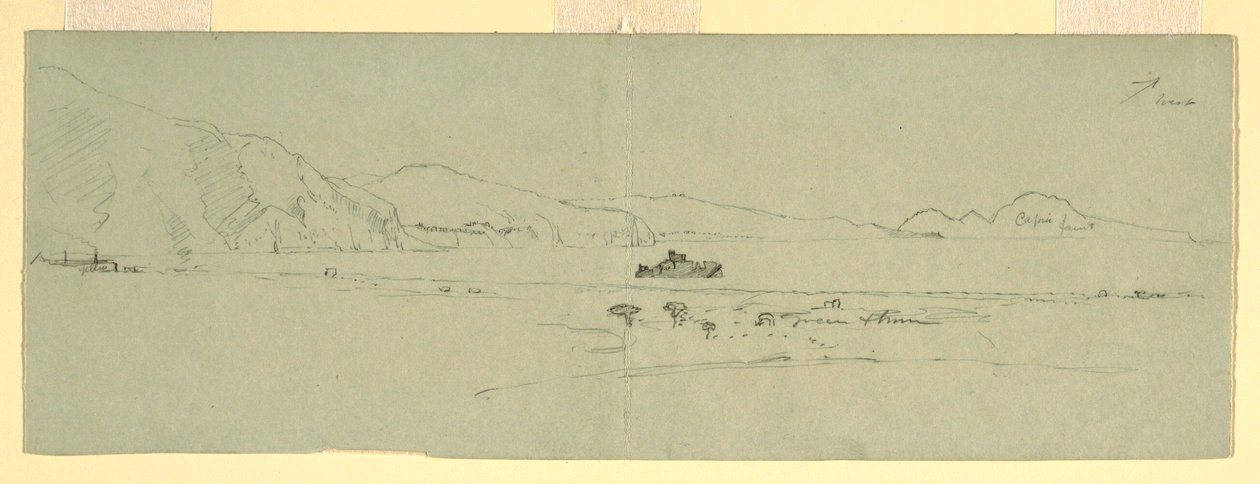 素描，从东北方向俯瞰意大利卡普里的索伦托半岛，1869 年 作者 弗雷德里克·埃德温·丘奇