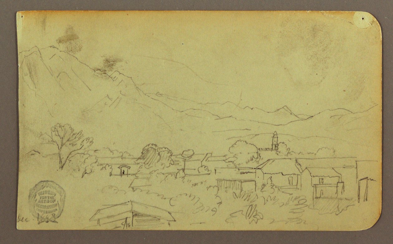 素描，村庄；背面：山顶，1883 年 12 月 作者 弗雷德里克·埃德温·丘奇