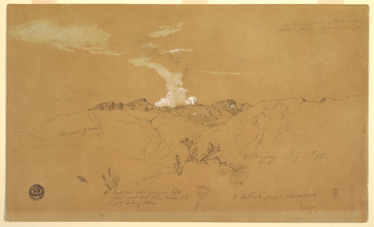 绘画，火山，桑盖，1857 年 7 月 11 日 作者 弗雷德里克·埃德温·丘奇