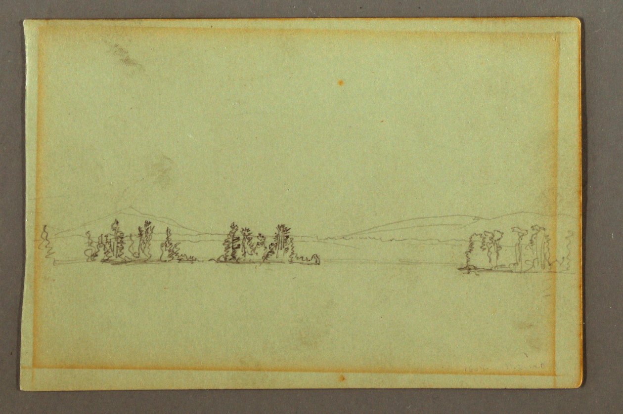 素描，林中岛屿，丘陵海岸，可能创作于 1856 年 作者 弗雷德里克·埃德温·丘奇