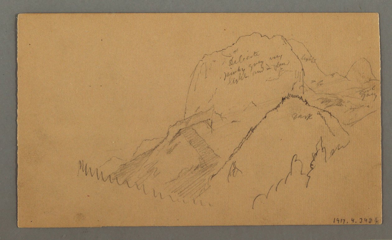 素描，林立的山峰，1868 年 7 月 27 日 作者 弗雷德里克·埃德温·丘奇