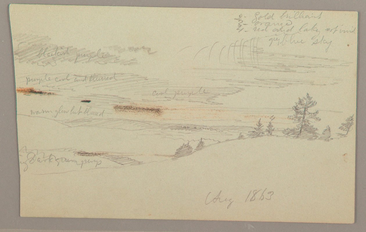 素描，山坡，丘陵地带，1863 年 作者 弗雷德里克·埃德温·丘奇