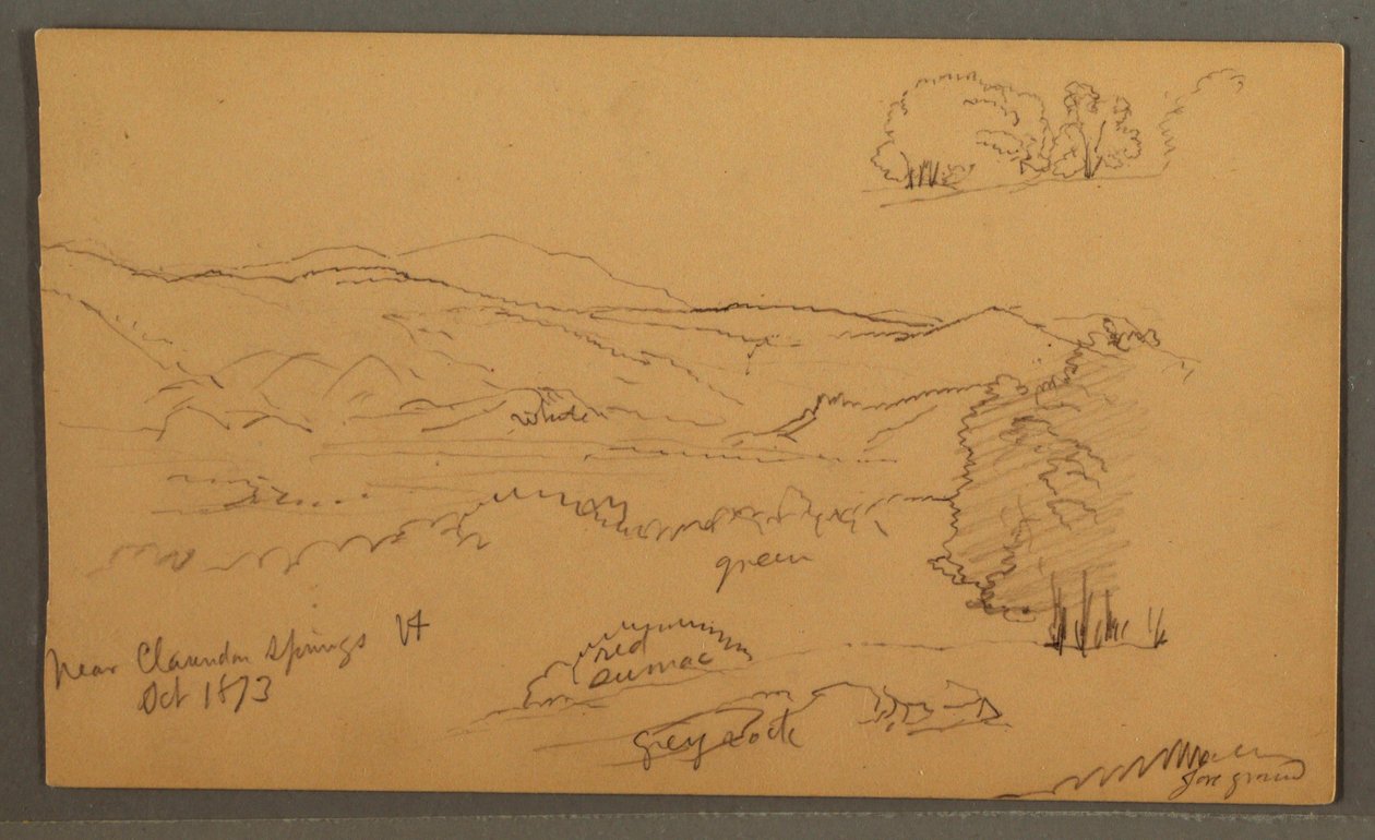 素描，林间山谷，1873 年 10 月 作者 弗雷德里克·埃德温·丘奇