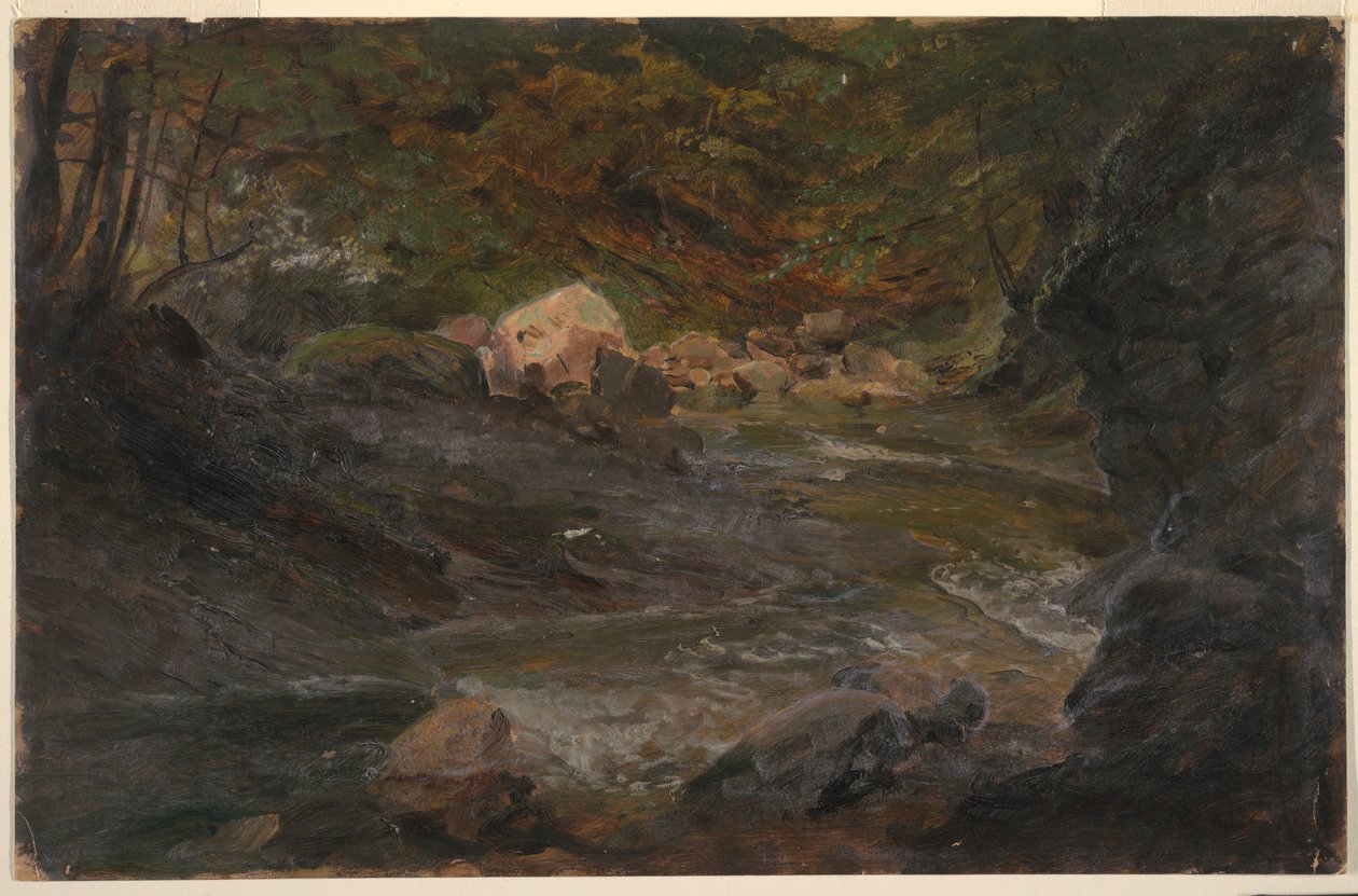 素描，林地溪流，1850-60 年 作者 弗雷德里克·埃德温·丘奇