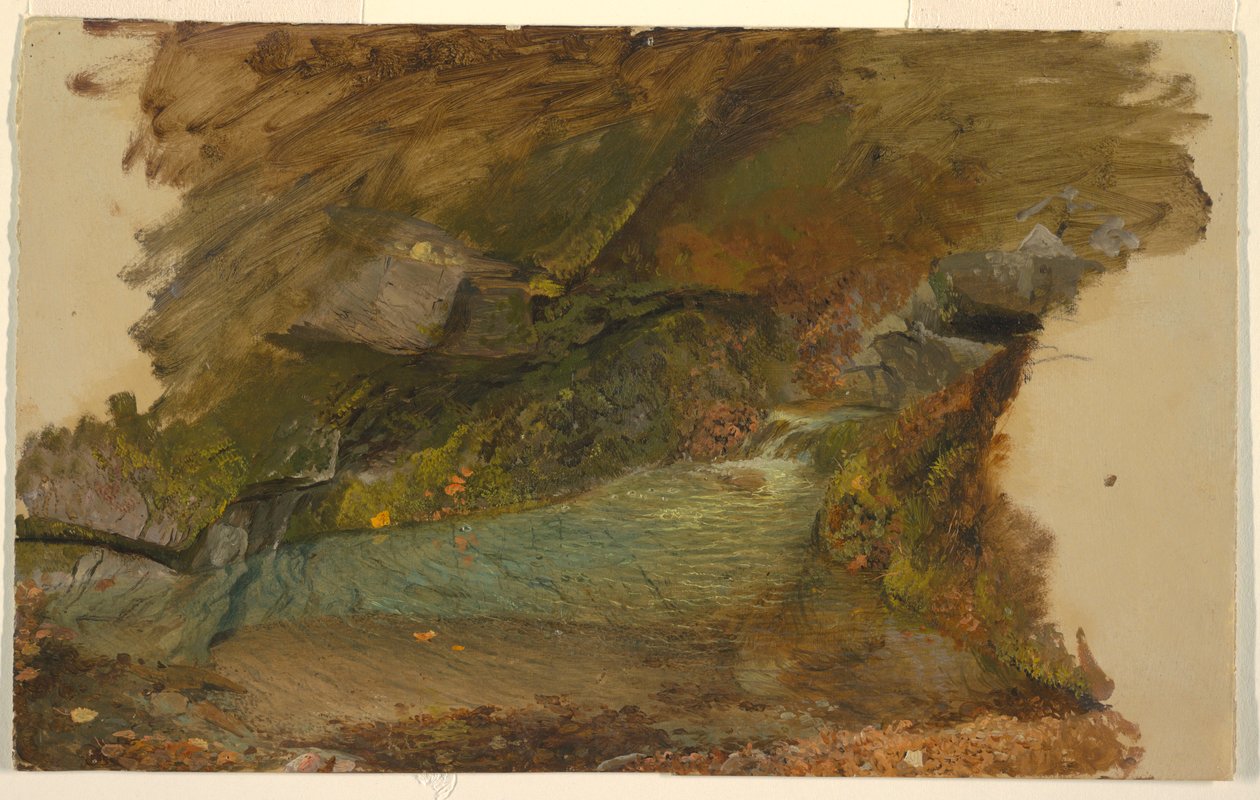 素描，林地溪流，1850-60 年 作者 弗雷德里克·埃德温·丘奇