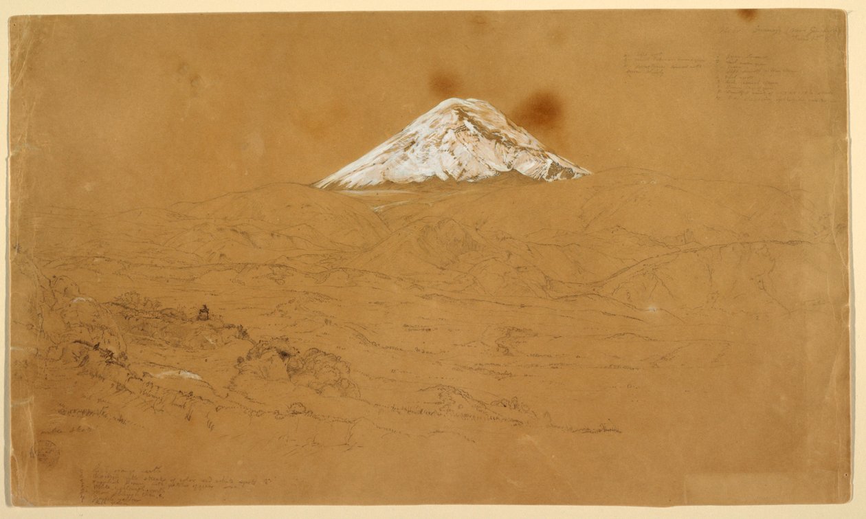 厄瓜多尔瓜诺霍和瓜兰达附近绘制的钦博拉索雪山美景 作者 弗雷德里克·埃德温·丘奇