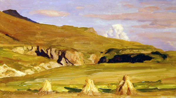 玉米地（板面油画） 作者 弗雷德里克·莱顿