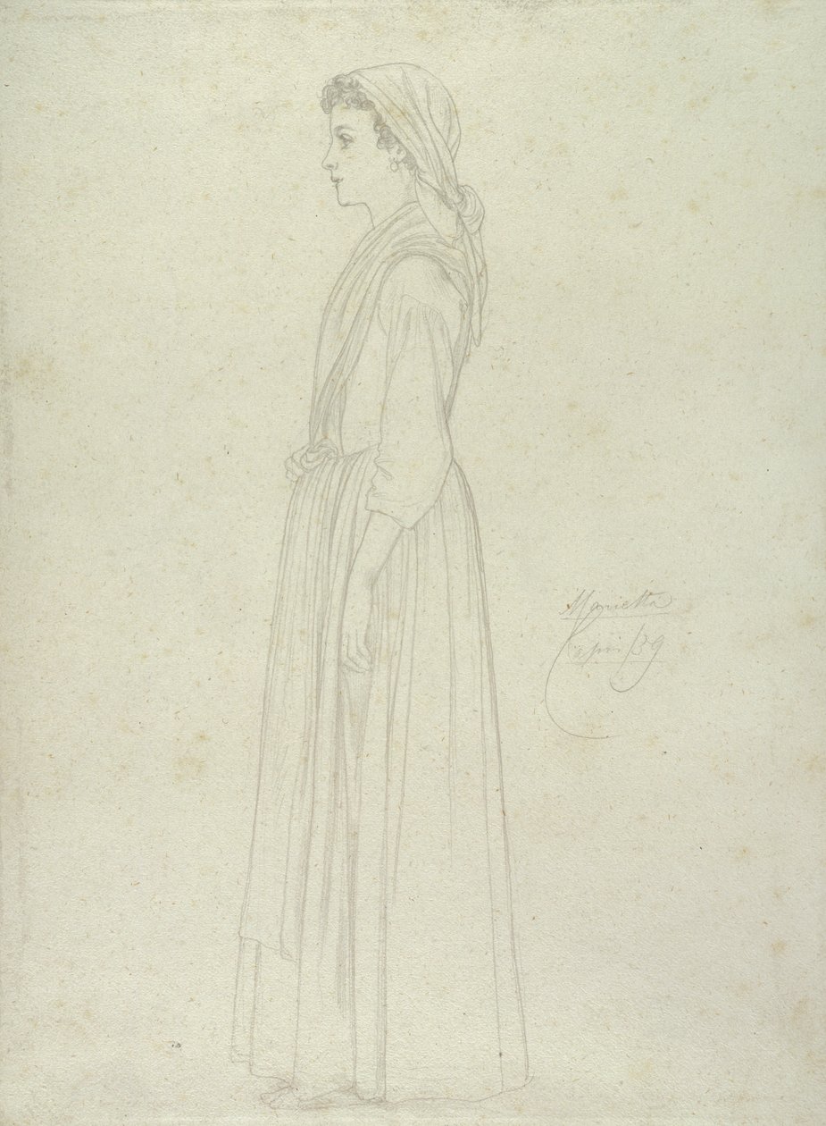 玛丽埃塔，卡普里，1859年（纸上石墨） 作者 弗雷德里克·莱顿