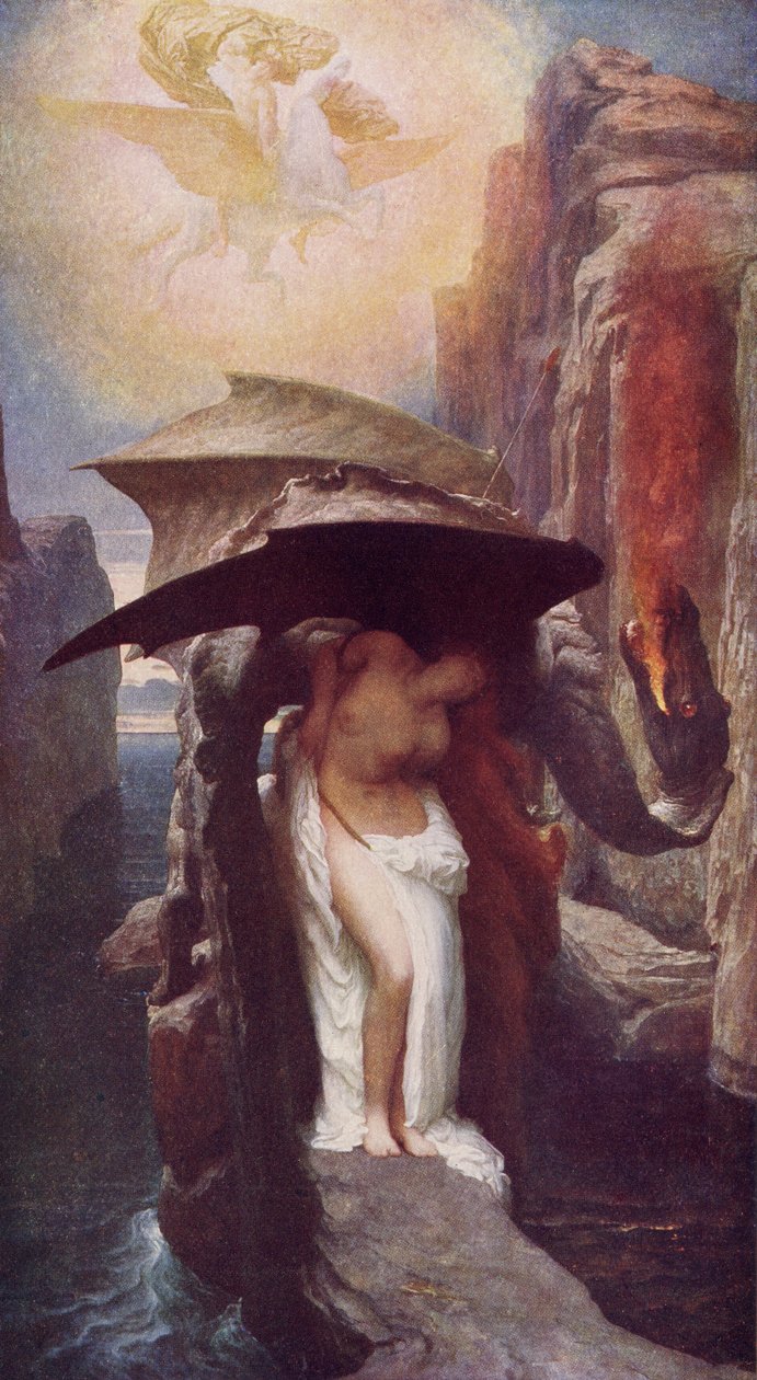 英仙座和仙女座，来自AR Hope Moncrieff的“经典神话与传奇”一书中的插图，于1910年出版 作者 弗雷德里克·莱顿