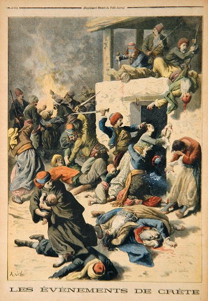 克里特岛的活动，摘自1896年7月26日的《 Le Petit Journal》 作者 弗雷德里克·利克斯（Frederic Lix）