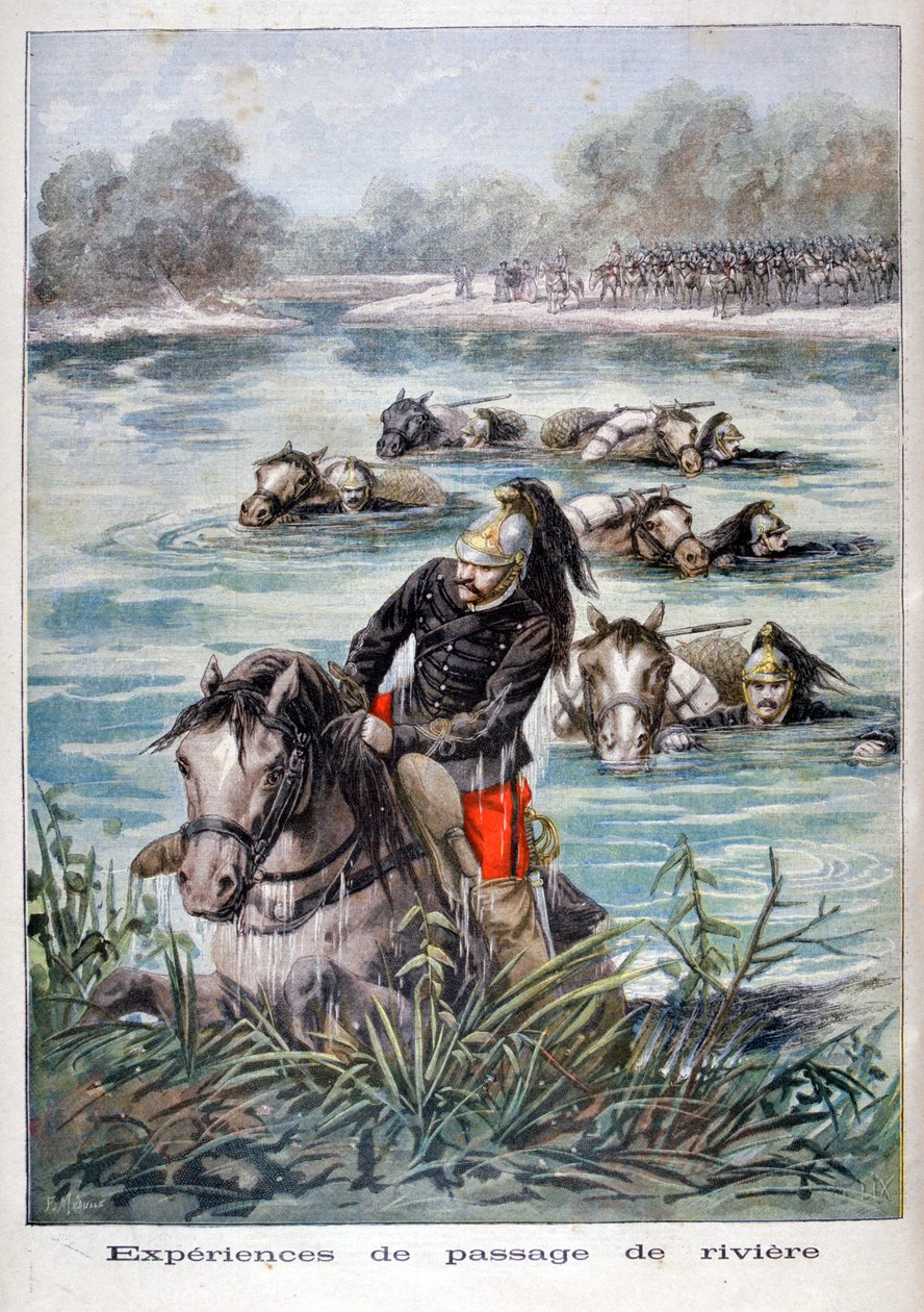 法国骑兵踏上一条河，1896年 作者 弗雷德里克·利克斯（Frederic Lix）
