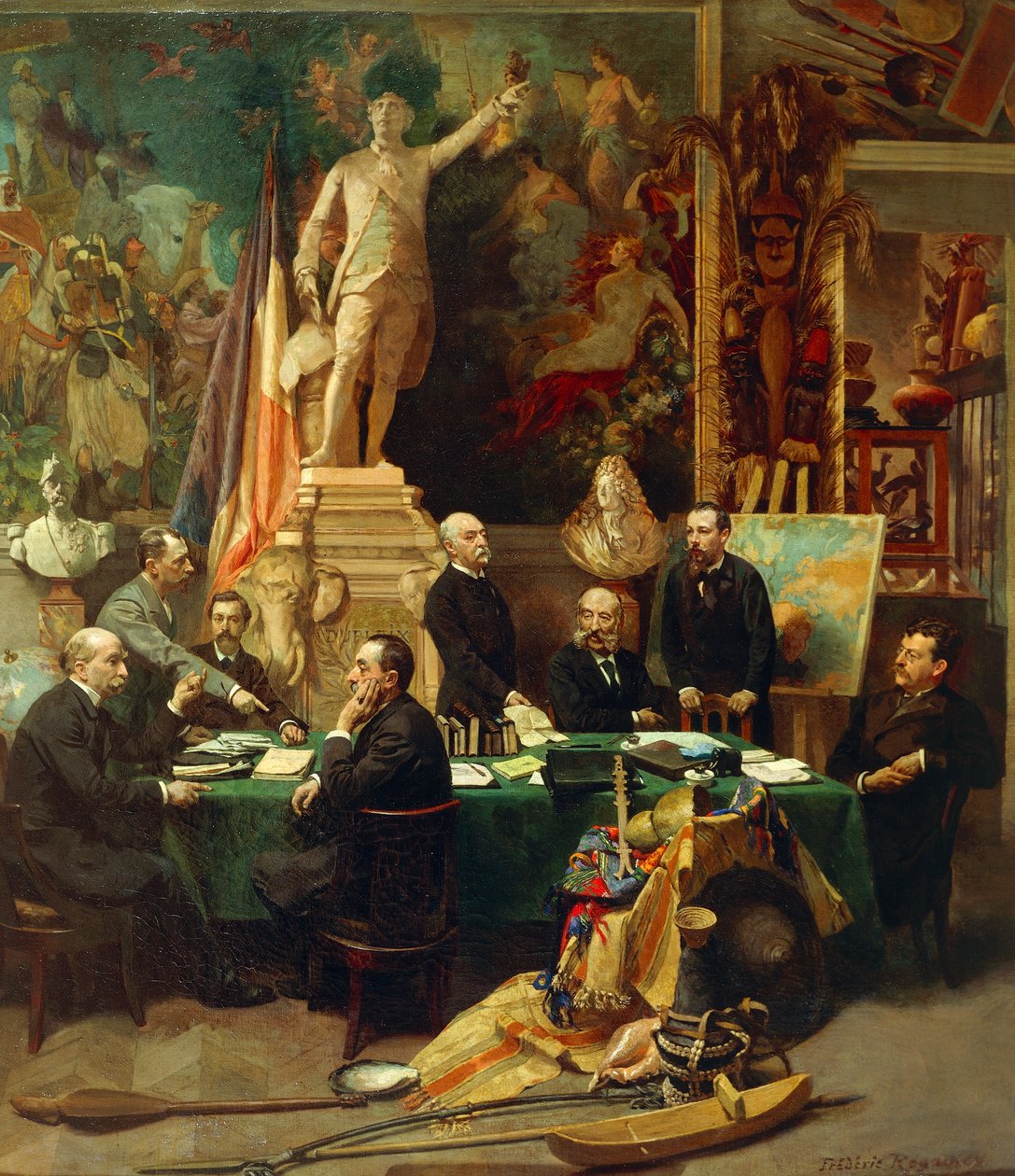 Jules Ferry 于 1892 年 11 月接待来自殖民地的代表，由 Frederic Regamey（1849-1925 年）作画。 法国 作者 弗雷德里克·雷加梅