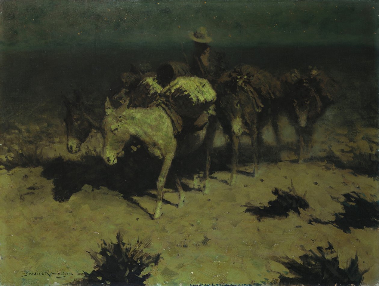 打包火车，1909年 作者 弗雷德里克·雷明顿