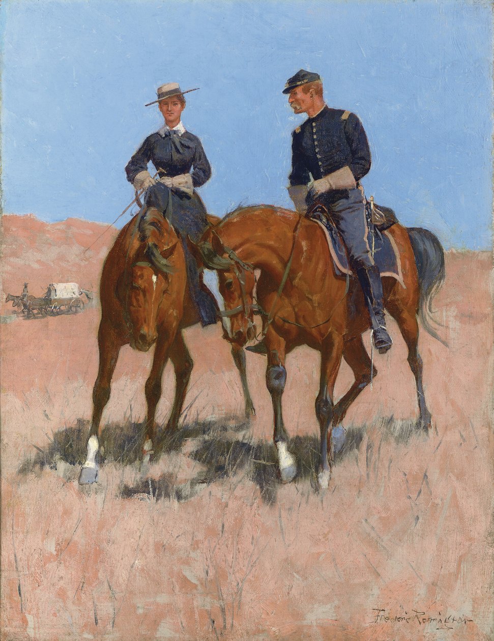 贝尔·麦克基弗（Belle McKeever）和埃德加·惠特洛克中尉（c.1899） 作者 弗雷德里克·雷明顿