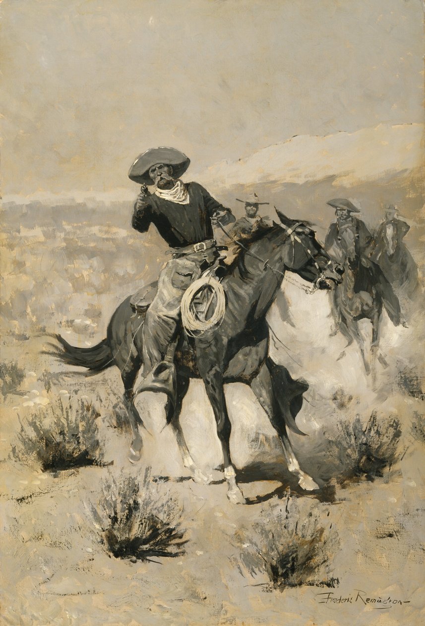 范围上的日子（举起手来）c.1902 作者 弗雷德里克·雷明顿