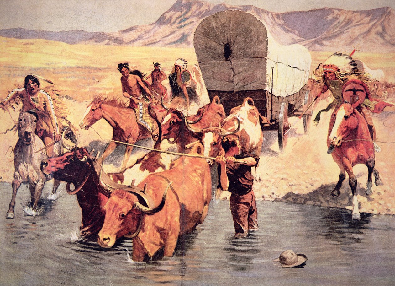 印第安人攻击先锋货车（布面油画） 作者 弗雷德里克·雷明顿