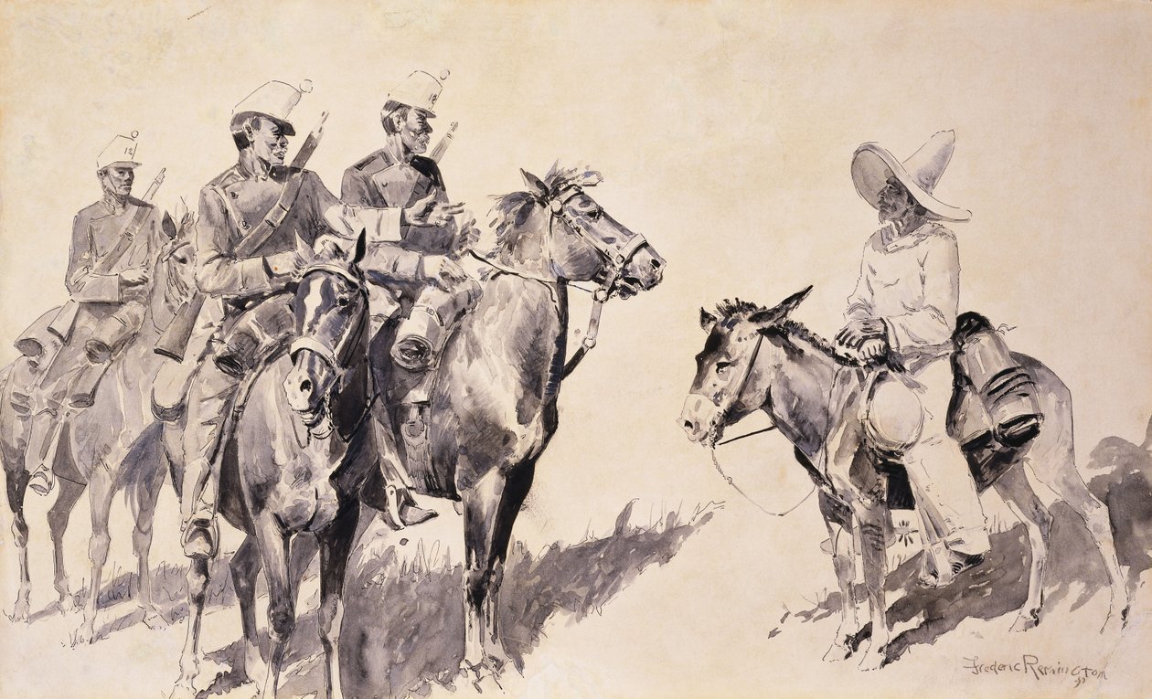 墨西哥宪兵问路，1890年 作者 弗雷德里克·雷明顿