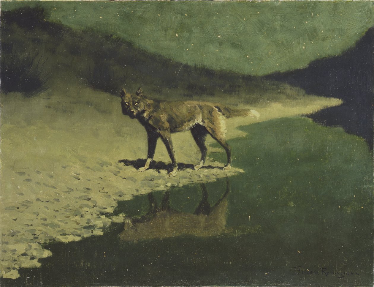 月光，狼，c.1904 作者 弗雷德里克·雷明顿