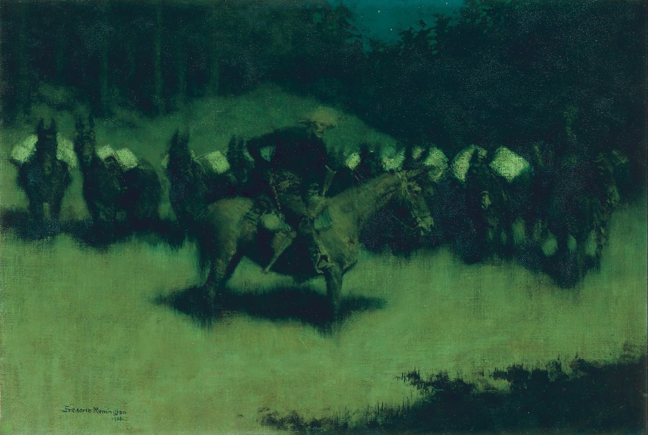 惊恐的火车，1908年 作者 弗雷德里克·雷明顿