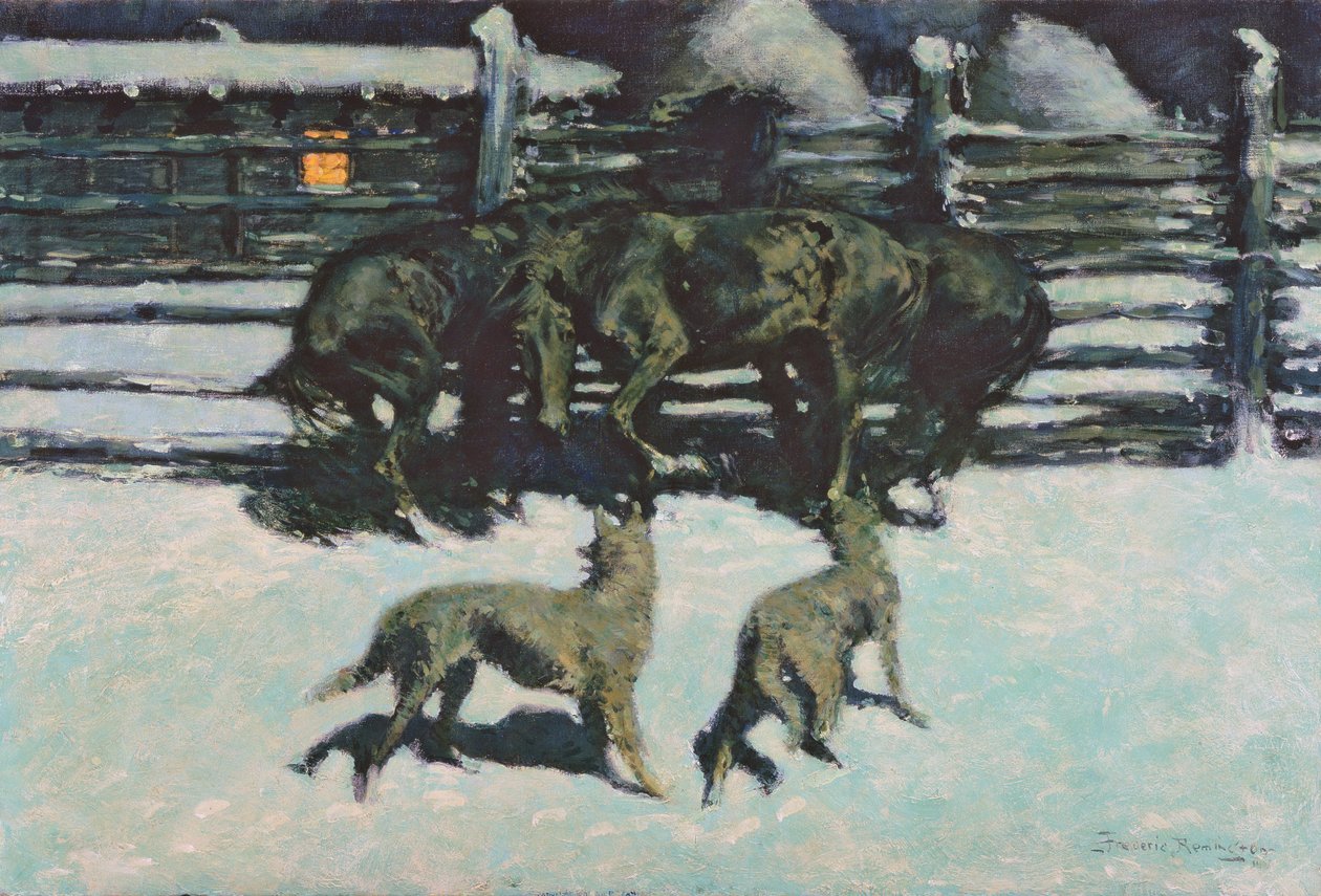 1908年，《呼救》（海湾）（布面油画） 作者 弗雷德里克·雷明顿
