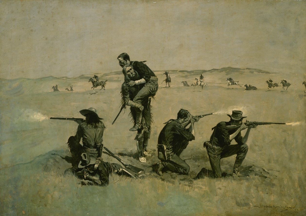 最后的立场（二十五对一）c.1896 作者 弗雷德里克·雷明顿
