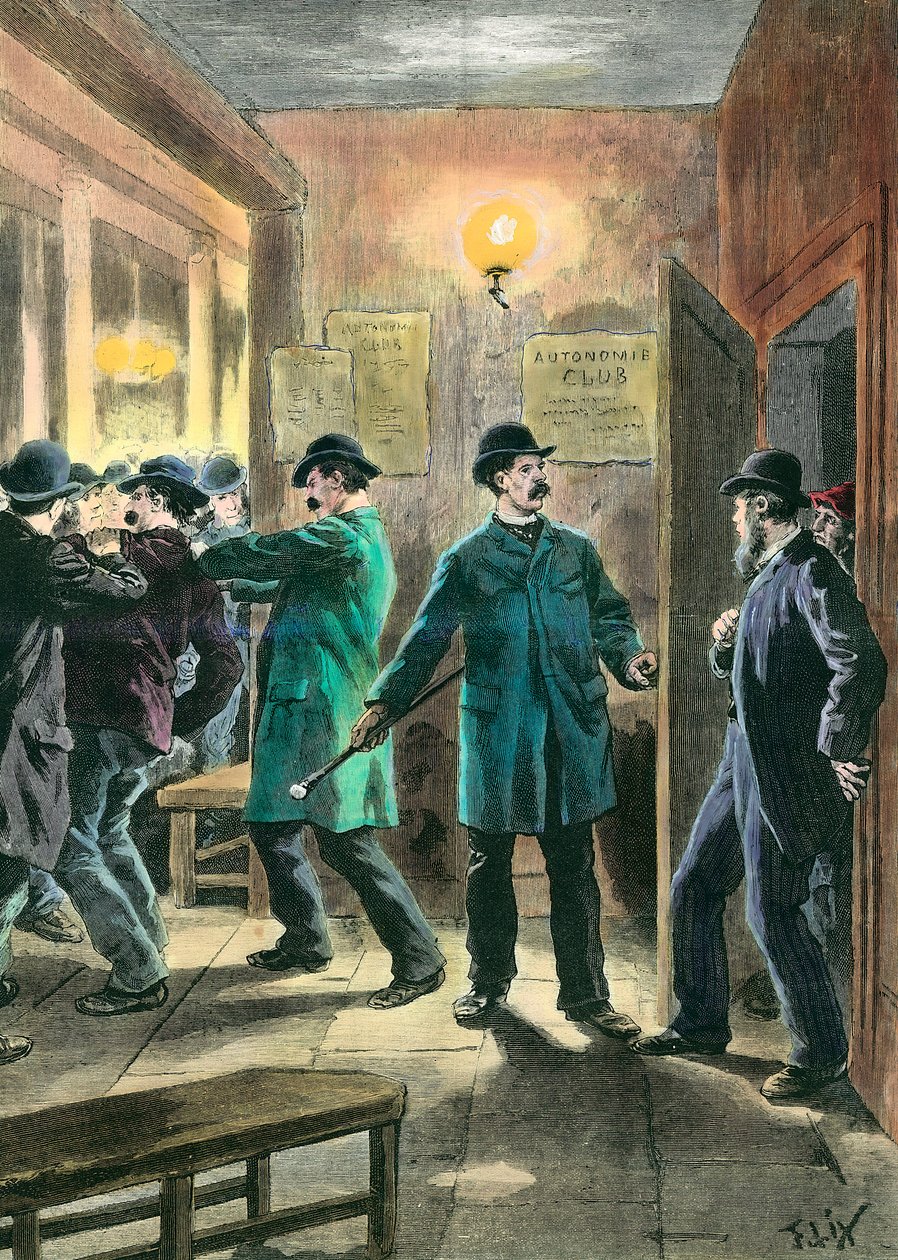 英国的无政府主义者：警方在伦敦自治俱乐部逮捕 Frederic Lix (1830-1897) 19 世纪私人收藏 作者 弗雷德里克·西奥多·利克斯