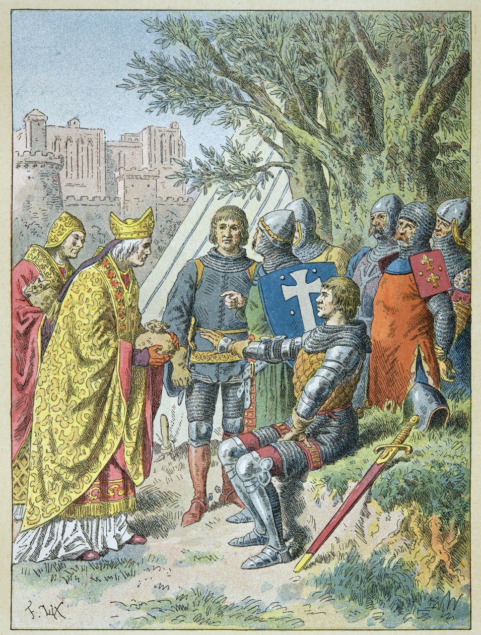 Bertrand Du Guesclin收到了他试图保持阿维尼翁的怨恨。 作者 弗雷德里克·西奥多·利克斯