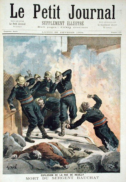 1894年2月26日，来自Le Petit Journal的Rue de Reuilly街和Bauchat中士的死亡爆炸 作者 弗雷德里克·西奥多·利克斯