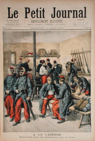 在军营，准备在雪中演习，插图来自Le Petit Journal，1895年3月17日 作者 弗雷德里克·西奥多·利克斯