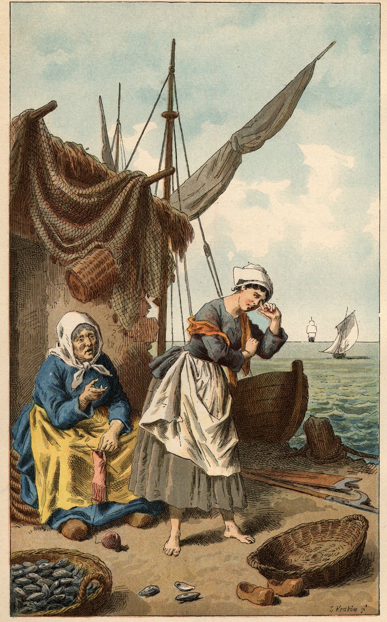 流行歌曲："A la peche au mussel" 插图：弗雷德里克-西奥多-利克斯（1830-1897）。法国各省儿童歌谣和圆舞曲 "的封面。 作者 弗雷德里克·西奥多·利克斯