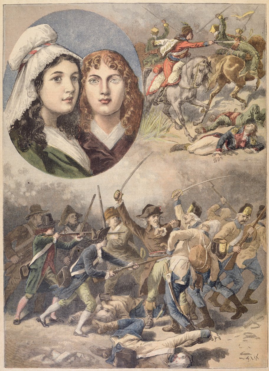 1792年8月27日，法国女英雄，费利西特和西奥菲尔德费尼格出自“Le Petit Journal” 作者 弗雷德里克·西奥多·利克斯