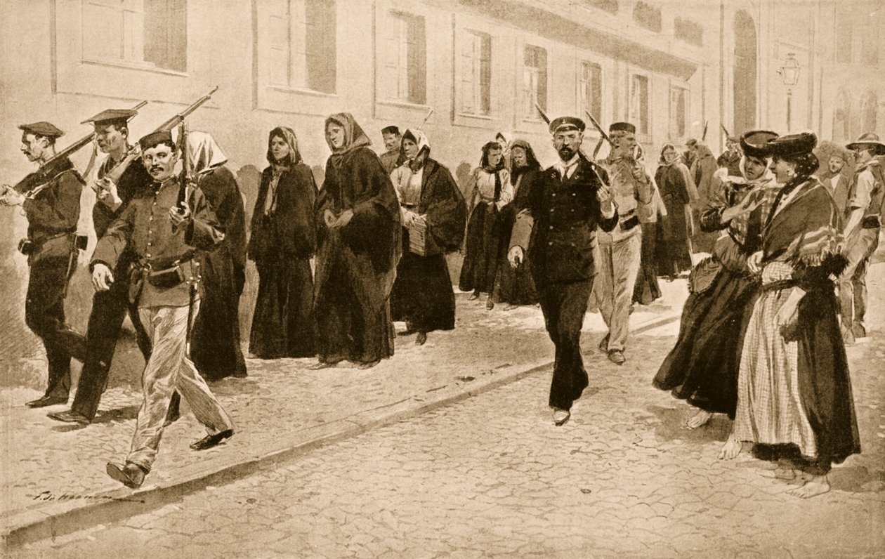 1910年葡萄牙革命时期的共和党保护下的修女 作者 弗雷德里克·德·哈嫩