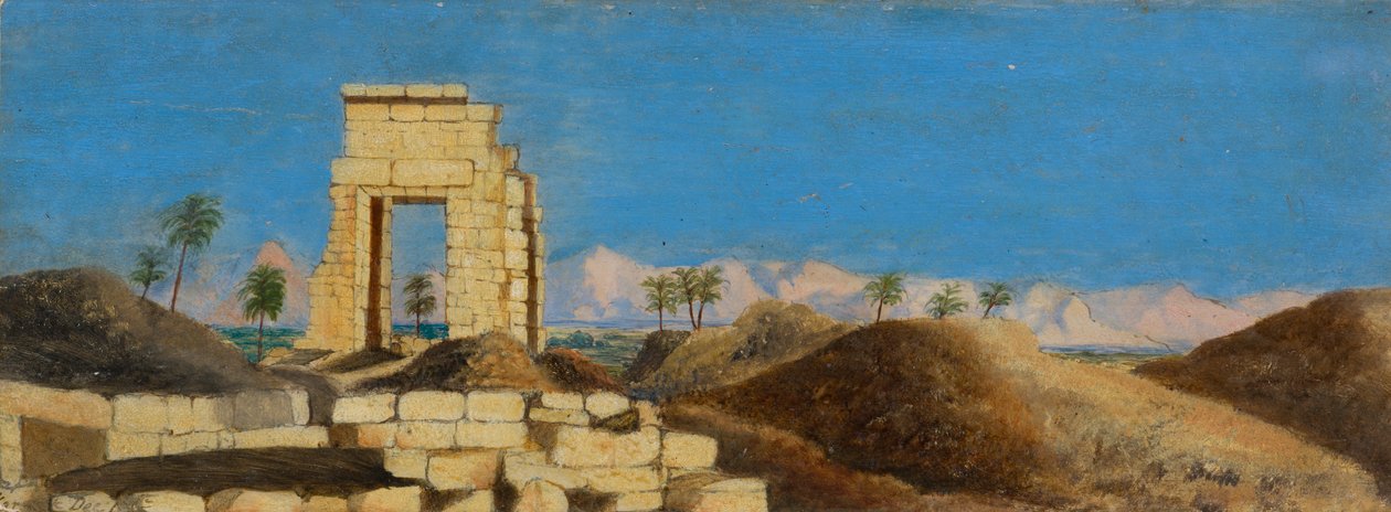 沙漠中的废墟，约 1846-1907（木板油画） 作者 斯卡伯勒德拉蒙德的弗雷德里卡伯爵夫人
