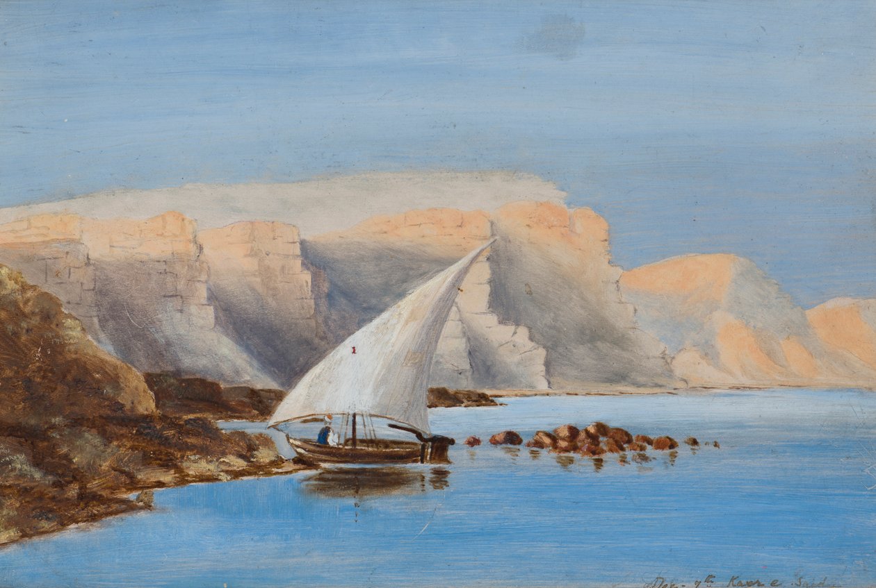 北非附近的帆船，c.1846-1907（船上有油） 作者 斯卡伯勒德拉蒙德的弗雷德里卡伯爵夫人