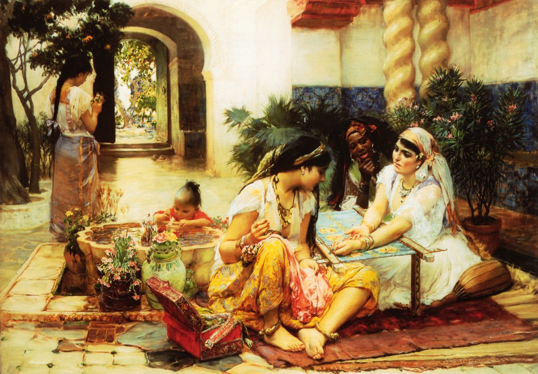 在El Biar Algerian村 作者 弗雷德里克·亚瑟·布里奇曼