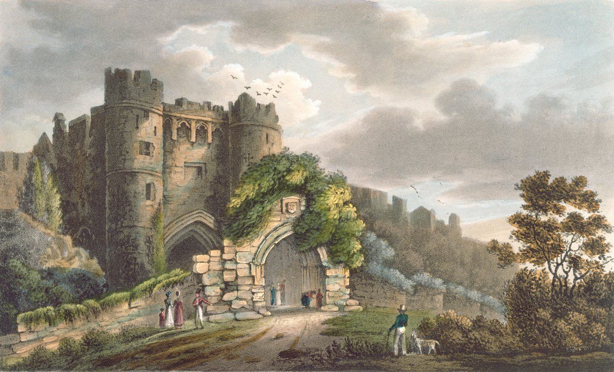 Carisbrook城堡，来自&39;怀特岛画报，在一系列彩色视图&39;，由P. Roberts雕刻，1846年出版（aquatint） 作者 弗雷德里克·卡尔弗特（Frederick Calvert）