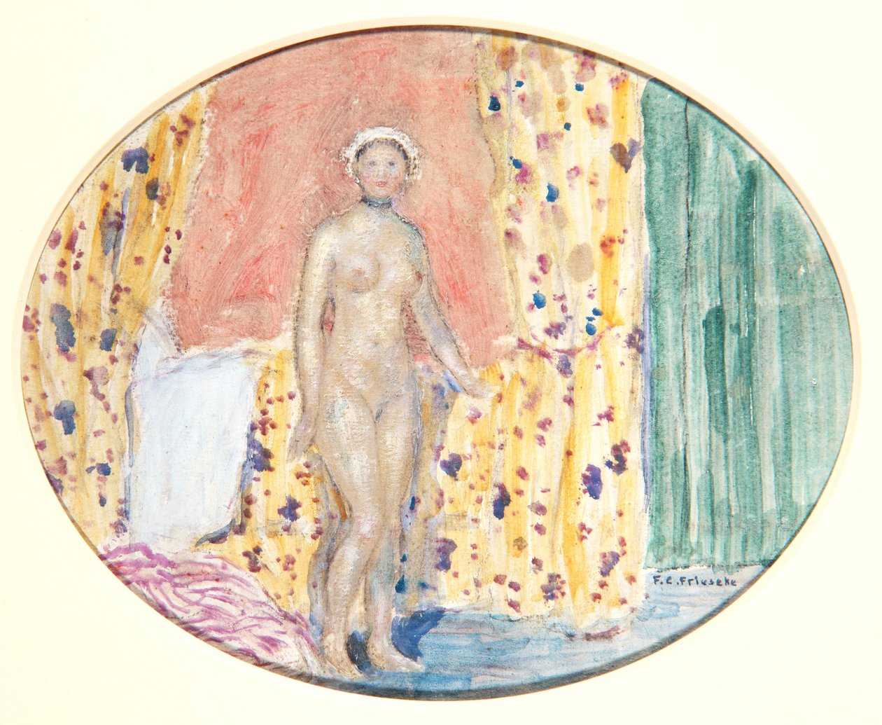Nude，c.1915（纸上油） 作者 弗雷德里克·卡尔·弗里泽克